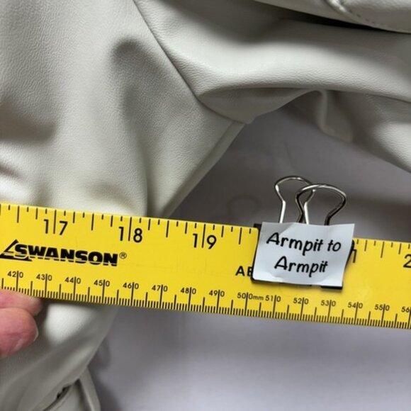 7 For All Mankind Womens Sz Large Beige Wrap Dress Jacket Vegan Leather Belted - Picture 6 of 10